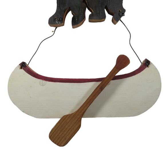 Rustic Cabin Bear Canoe Welcome Sign Wood Handcrafted Decor Approx. 25" Long - Picture 10 of 12